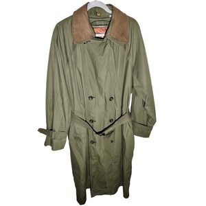 Vintage Town From‎ London Fog Mens Green Button Trench Coat 42 Reg (48in actual)